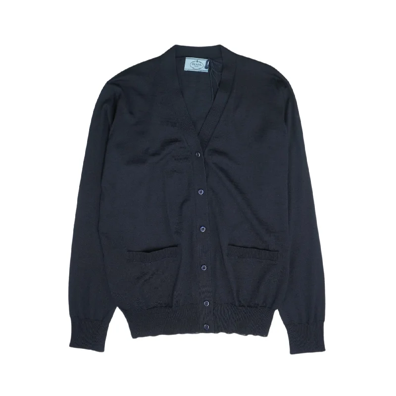 Prada Cardigan - Women's 38 Notch Collar Peter Pan Collar Cowl Neck