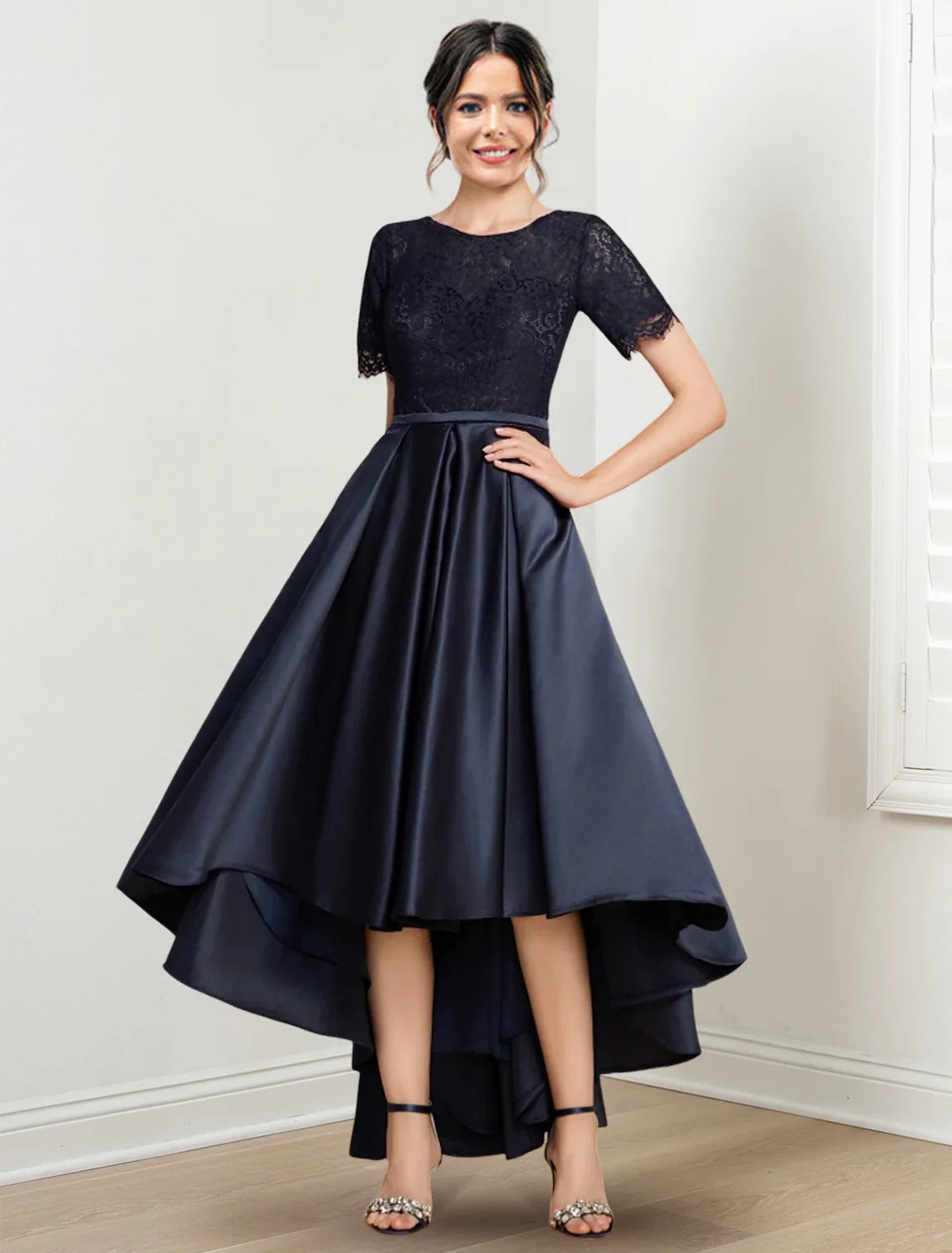 A-line/Princess Jewel Neck Asymmetric Mother of the bride dresses