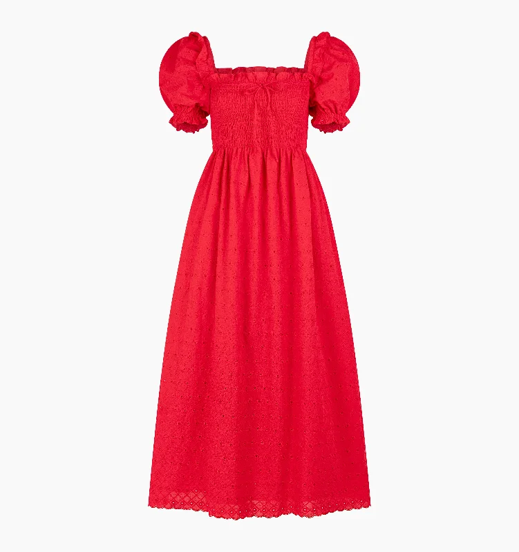 Red Daisy Check Eyelet
