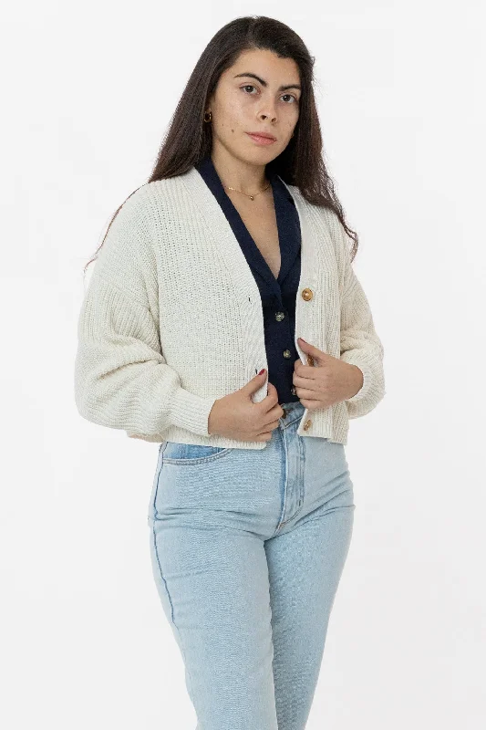FM35GD - Fisherman Cropped Cardigan Tailored Straight A-Line