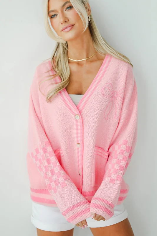 Lovable Favorite Pink Bow Sweater Cardigan Long Cardigan Short Cardigan Medium Cardigan
