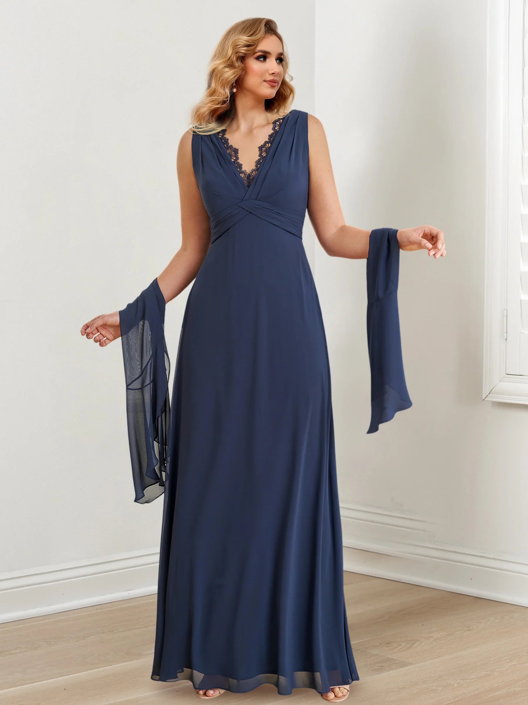 A-line/Princess V-neck to floor length mother of the bride dresses