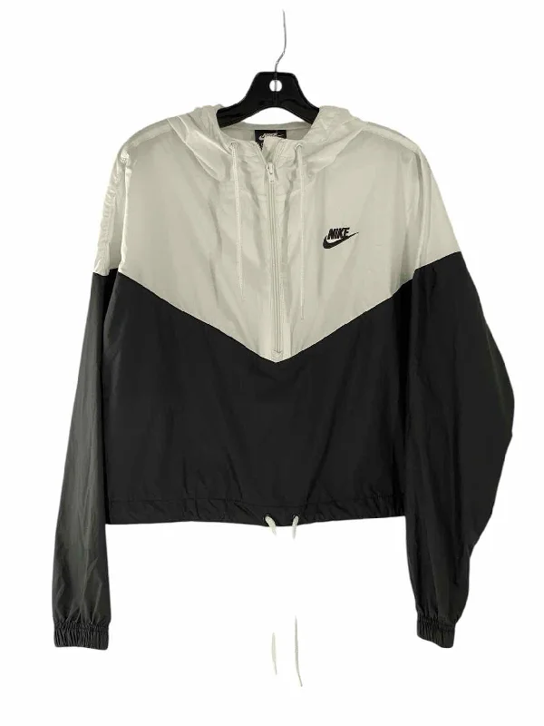 Nike Size L White Black Athletic Jacket Stand-Up Collar Roll-Neck Collar Turtle Neck Nike Size L White Black Athletic Jacket Stand-Up Collar Roll-Neck Collar Turtle Neck