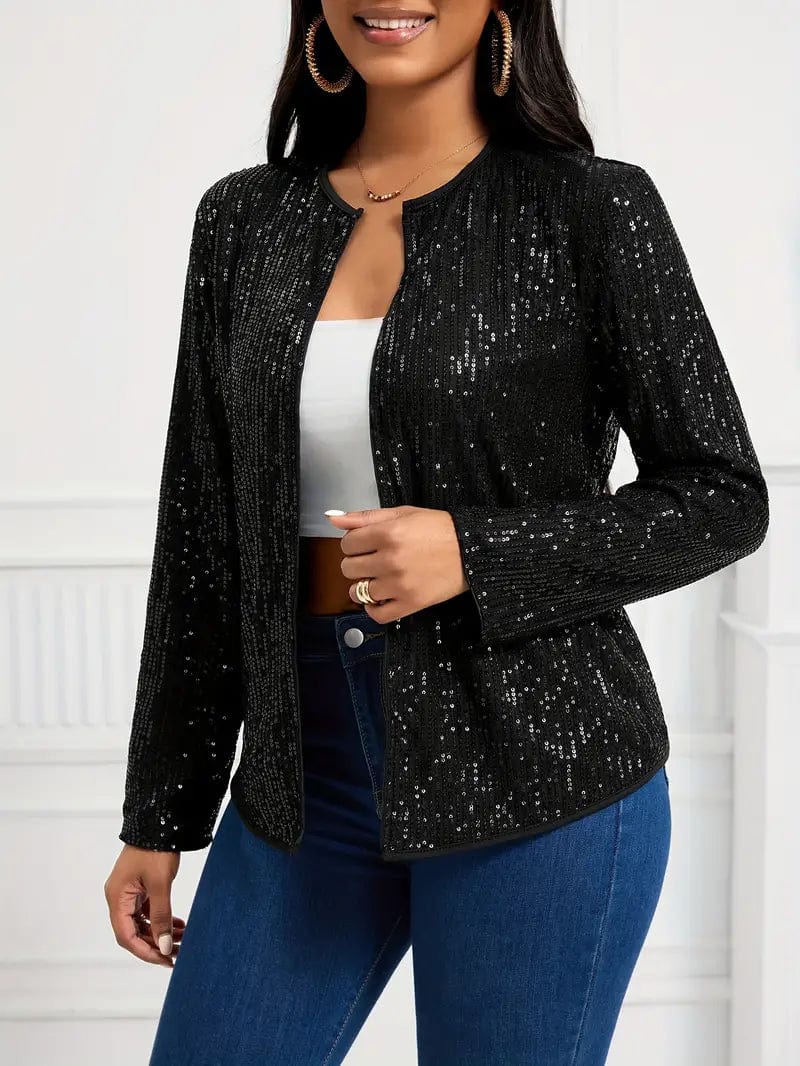 Black Cardigan Jacket Glossy Satin Silk