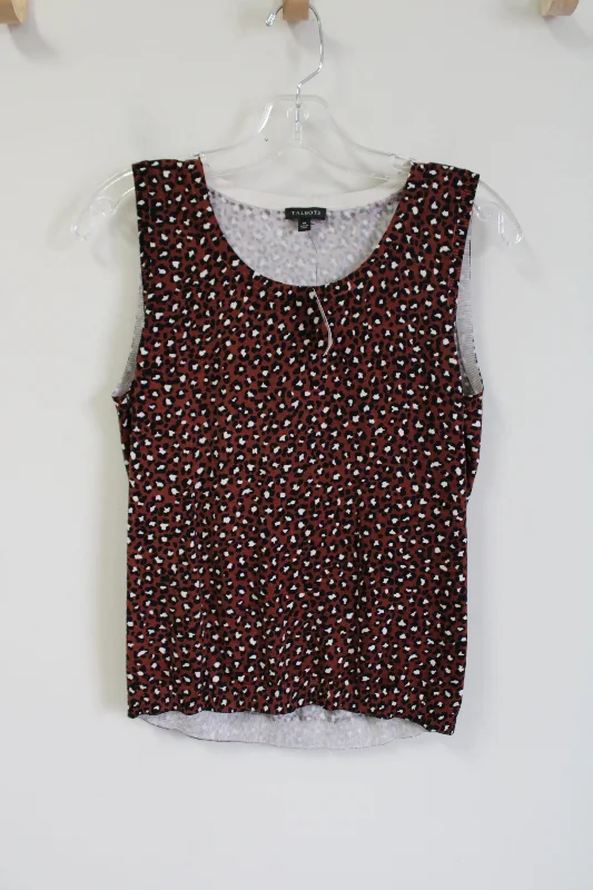 NEW Talbots Brown Leopard Print Knit Tank | M sheer tank top