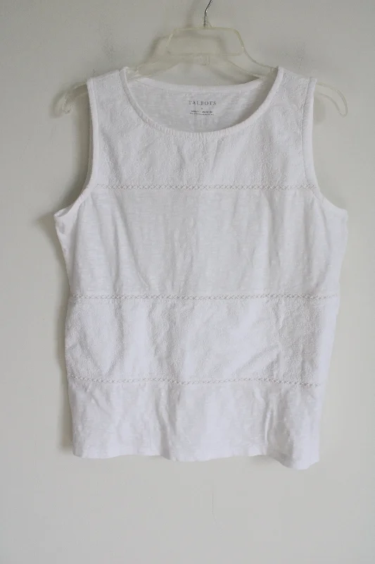 Talbots White Embroidered Tank | M glitter tank top