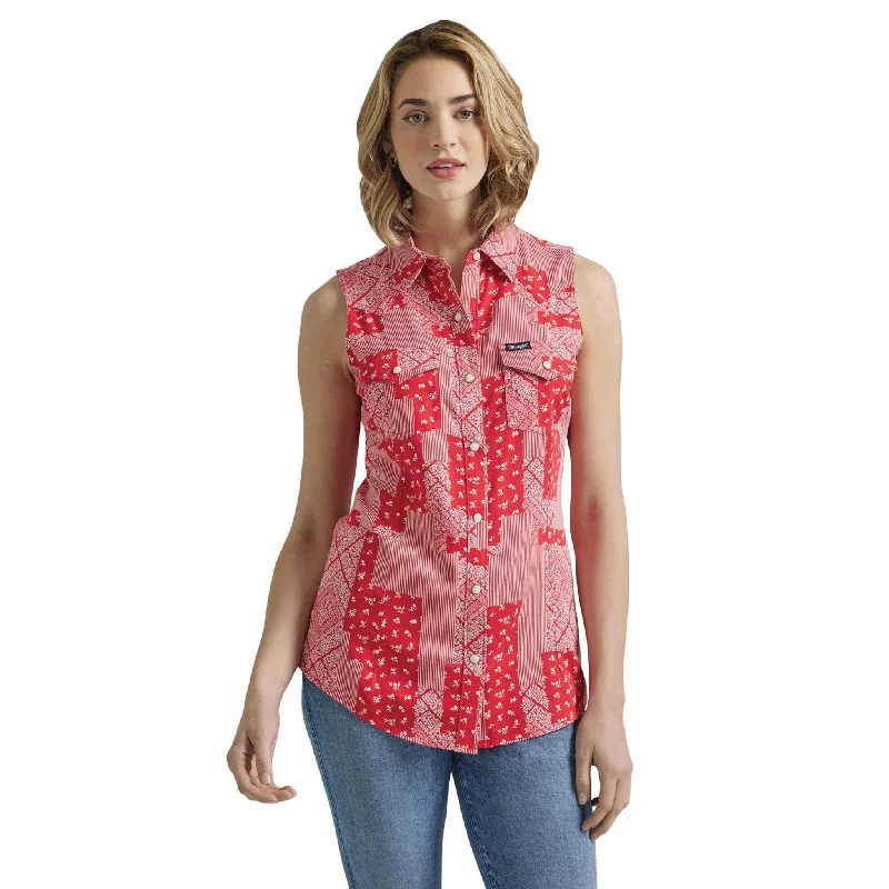 Wrangler Women's Bandana Red Snap Tank cozy tank top