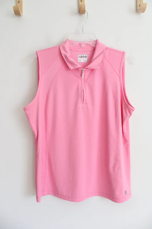Izod Fitness Pink Quarter Zip Athletic Tank | XL lime green tank