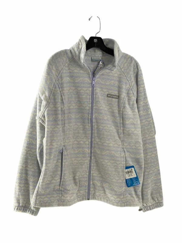 Columbia Size XL White Periwinkle Print Fleece Jacket (Outdoor) One-Shoulder Jacket Off-the-Shoulder Jacket Asymmetrical Jacket Columbia Size XL White Periwinkle Print Fleece Jacket (Outdoor) One-Shoulder Jacket Off-the-Shoulder Jacket Asymmetrical Jacket