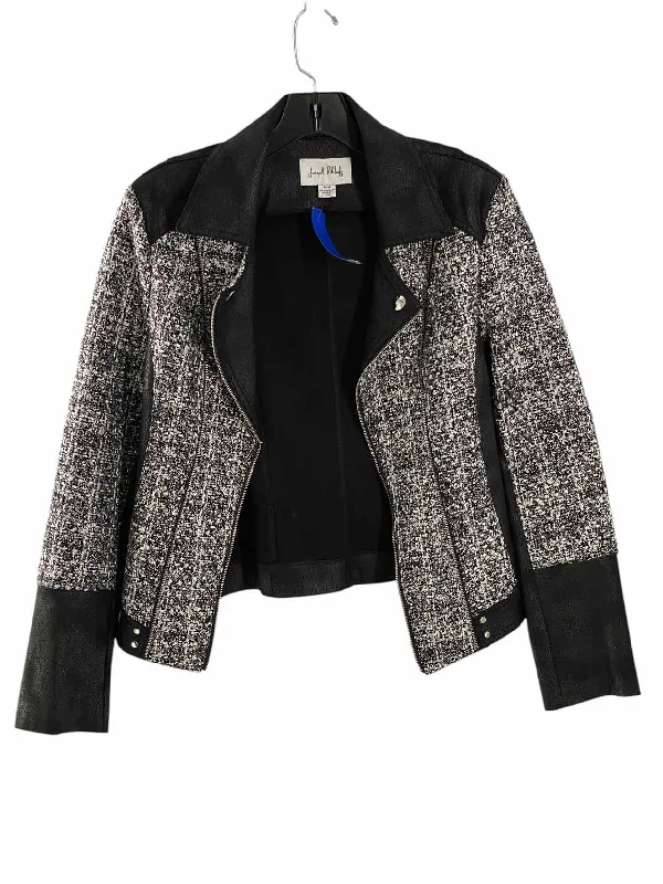 Joseph Ribkoff Size M Black White Jacket Welt Pockets Slit Pockets Flap Pockets