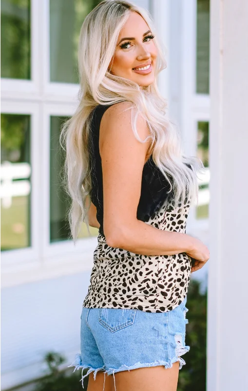 Black & Leopard Printed Tank Top adorable tank top
