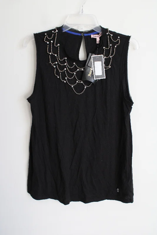 NEW Juicy Couture Black Beaded Tank | L low neck tank