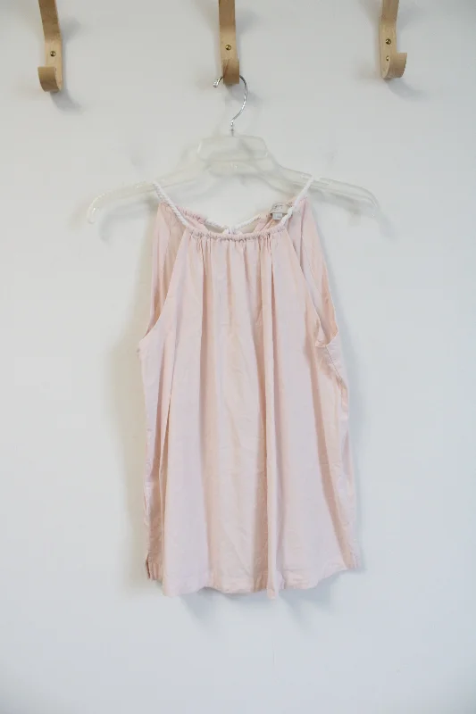 LOFT Light Pink Braided Rope Halter Neck Tank Top | S charcoal tank top