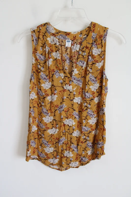 Old Navy Mustard Yellow Floral Tank | XS cozy tank top