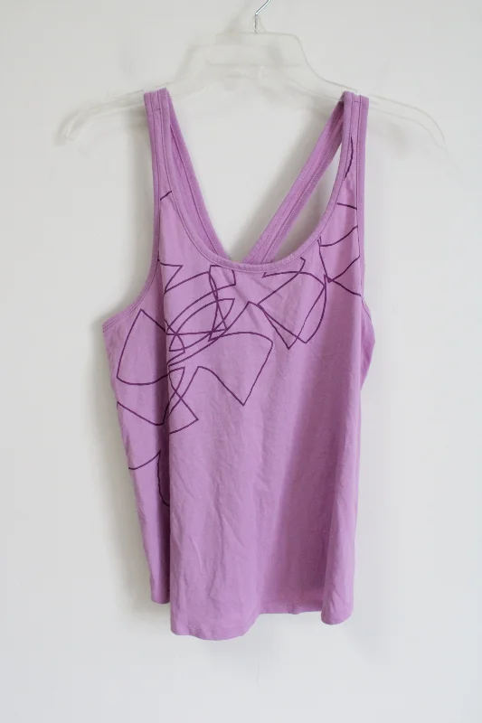 Under Armour HeatGear Purple Logo Tank | M ivory tank top