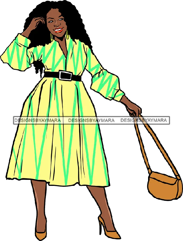 Afro Beautiful Woman Fashion Female Girl Model Dress Goddess Diva Classy Lady .SVG Cut Files For Silhouette Cricut and More!