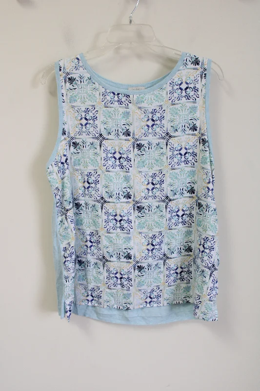 Talbots Blue Tank | L floral tank top