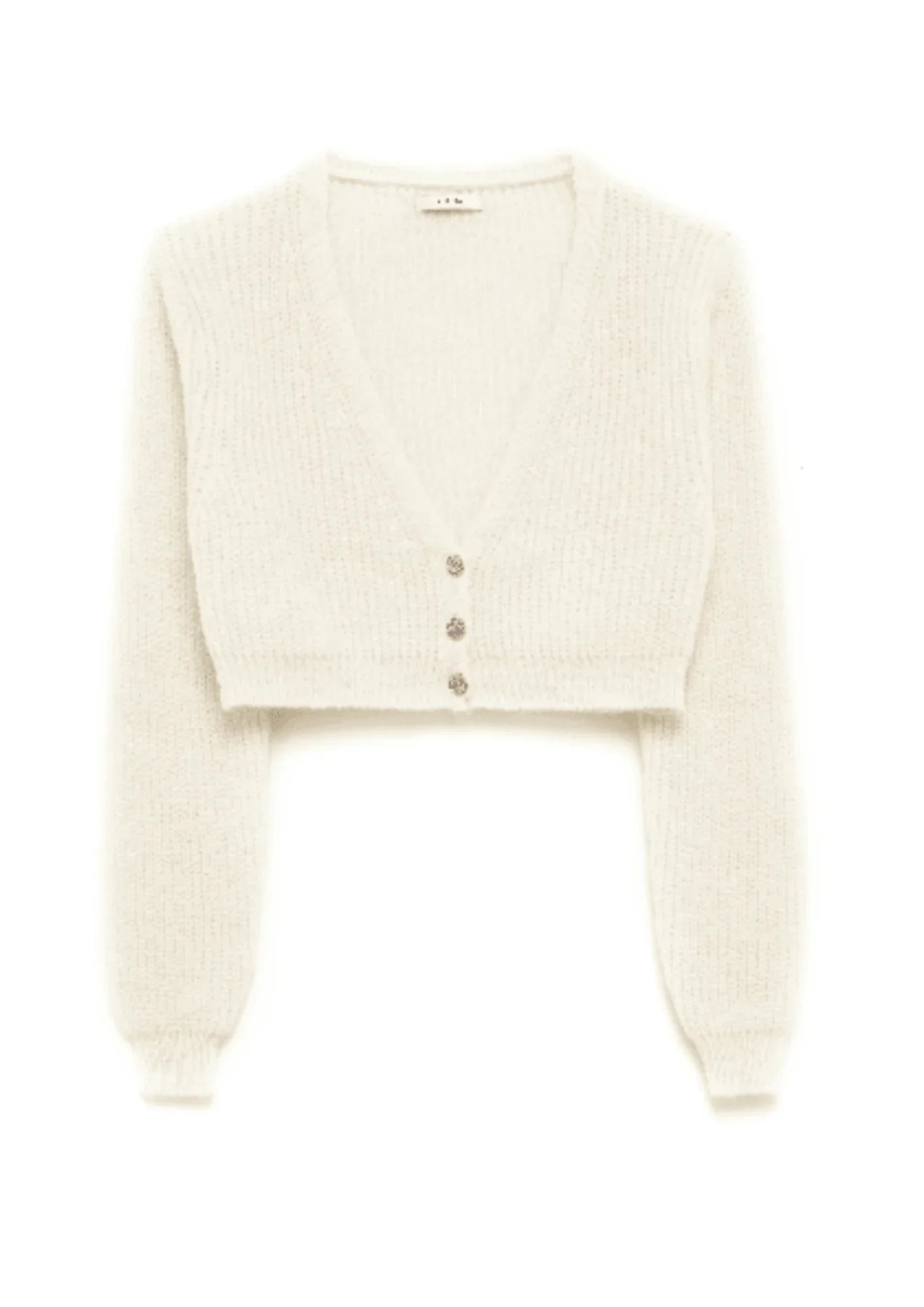 WHITE SHORT CARDIGAN Cashmere Blend Cotton Blend Poly Blend