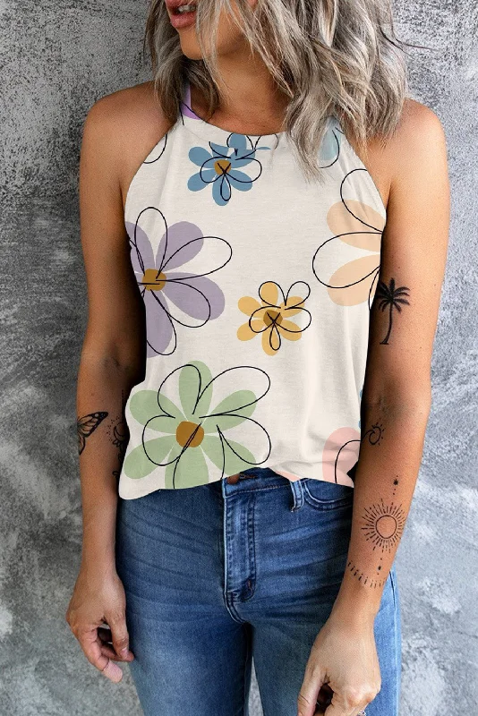 Black Sweet Floral Tank Top peekaboo tank top