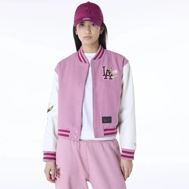LA Dodgers Womens MLB Floral Dark Pink Varsity Jacket Plaid Jacket Tartan Jacket Houndstooth Jacket LA Dodgers Womens MLB Floral Dark Pink Varsity Jacket Plaid Jacket Tartan Jacket Houndstooth Jacket