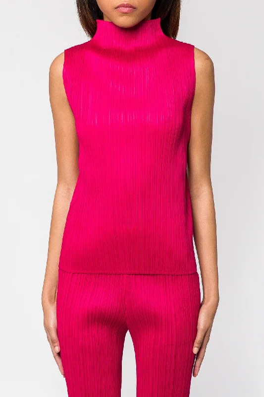 Pleats Please Issey Miyake New Colorful Basics Tank 4 in Carmine athletic tank top