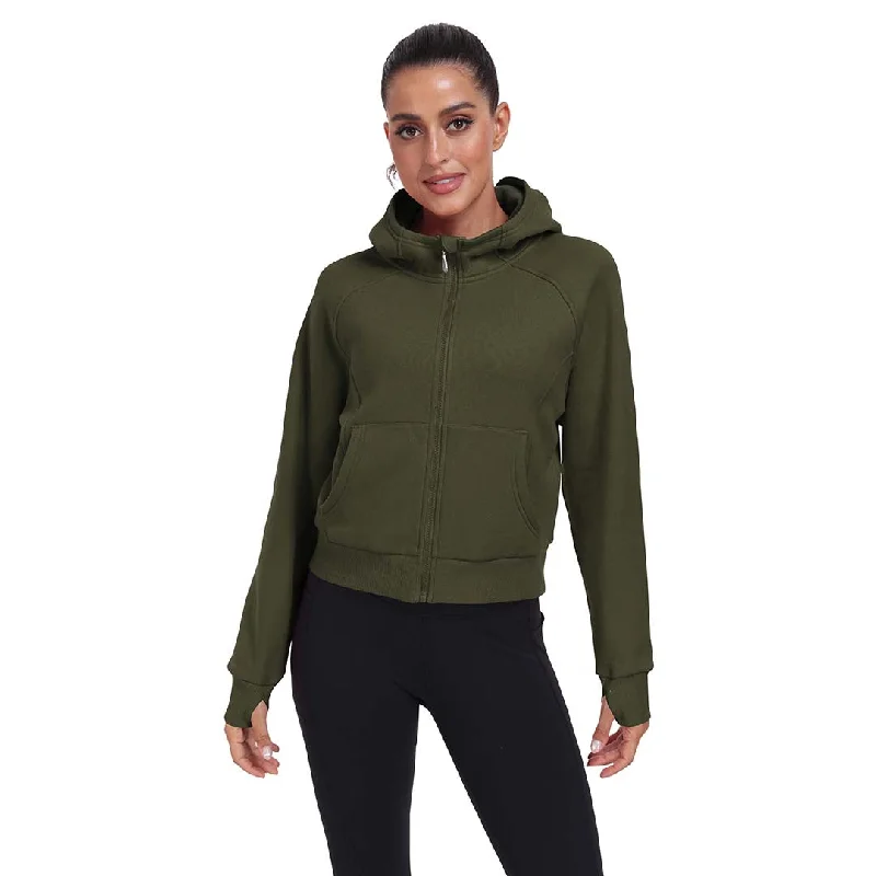 Women's Full Zip Fleece Jacket Long Sleeve Short Sports Sweatshirt Cotton Fabric Linen Fabric Terry Fabric Women's Full Zip Fleece Jacket Long Sleeve Short Sports Sweatshirt Cotton Fabric Linen Fabric Terry Fabric