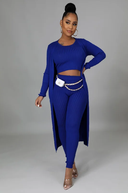 K5000T+K5000CSETP-Rib Top & Pants w/Cardigan Set (4PCS) (Copy) Ribbed Striped Patterned