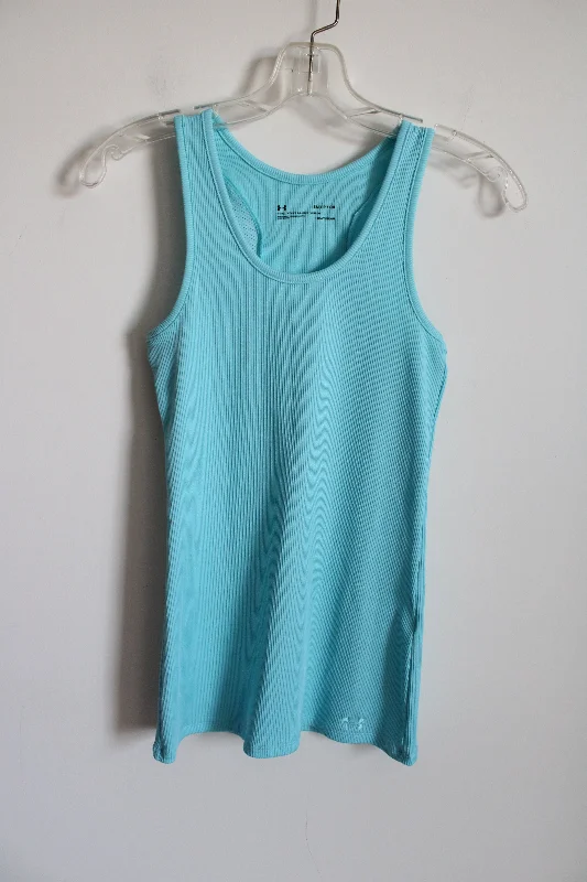Under Armour Light Blue Ribbed HeatGear Tank | S coral tank top