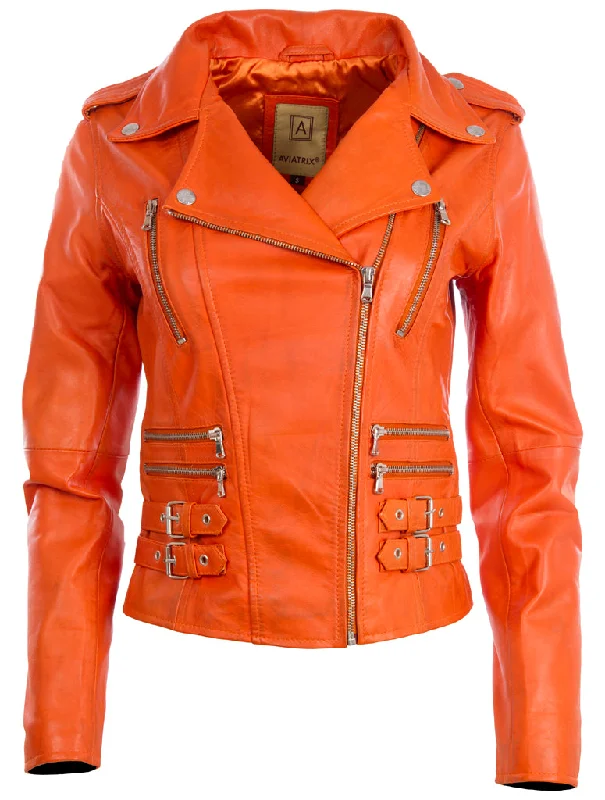 AGSM Women's Biker Jacket - Light Orange