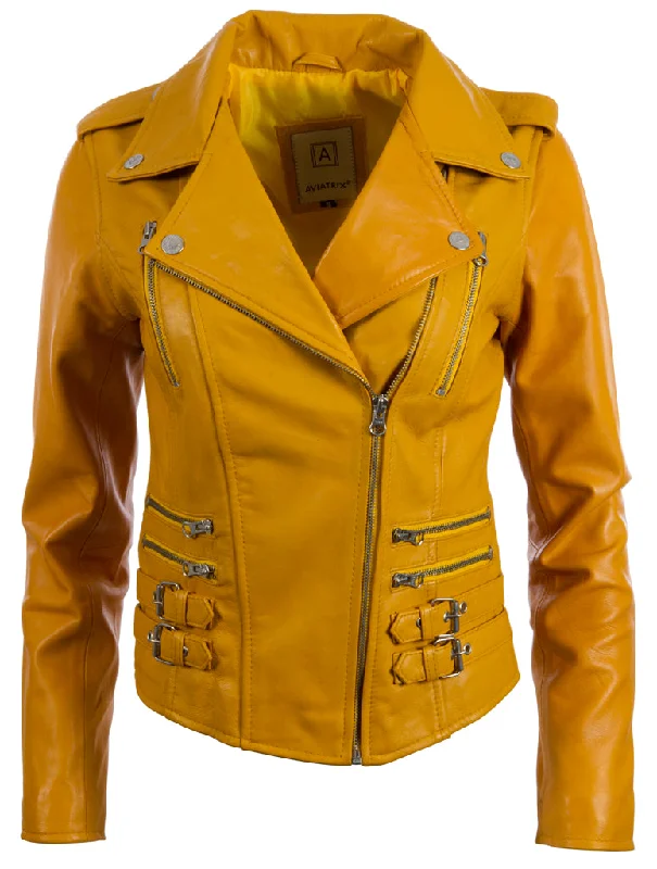 AGSM Women's Biker Jacket - Yellow