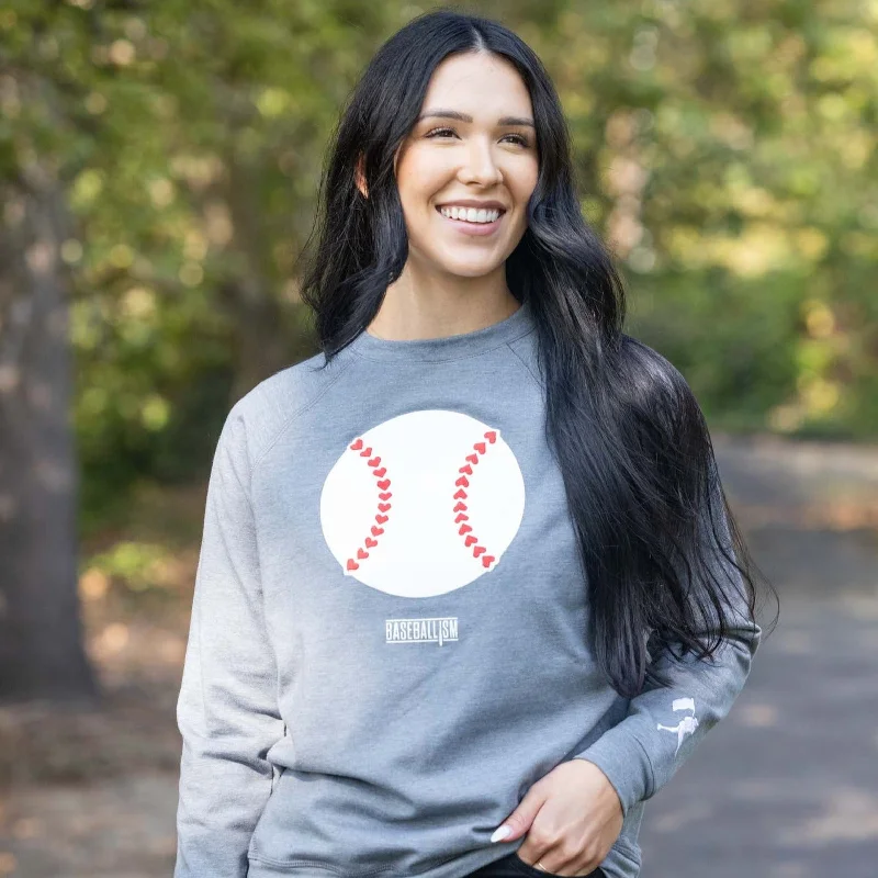 Stitched Heart Seams Baseball Crew Neck - Women's