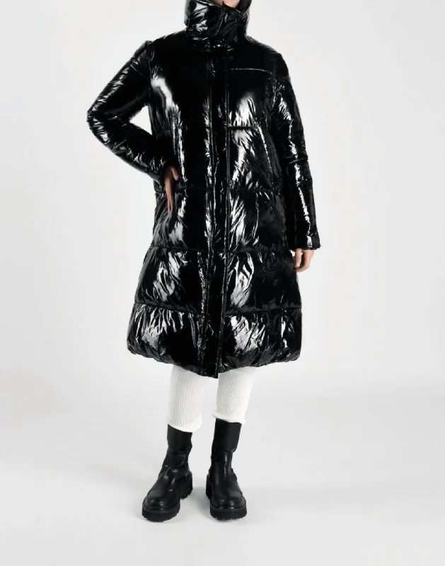 Catherine Long Puffer In Noir