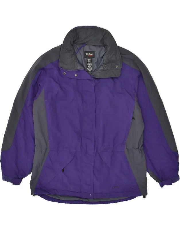 L.L.BEAN Womens Hooded Windbreaker Jacket UK 16 Large Purple Polyester