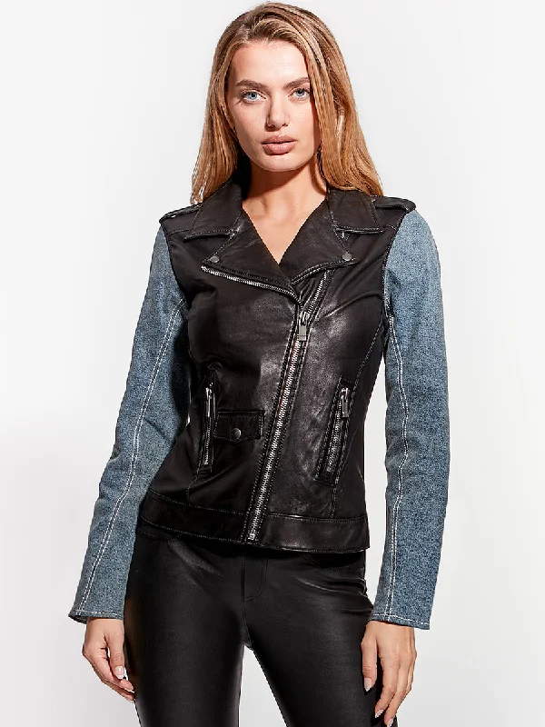 THE EDITOR LEATHER DENIM JACKET