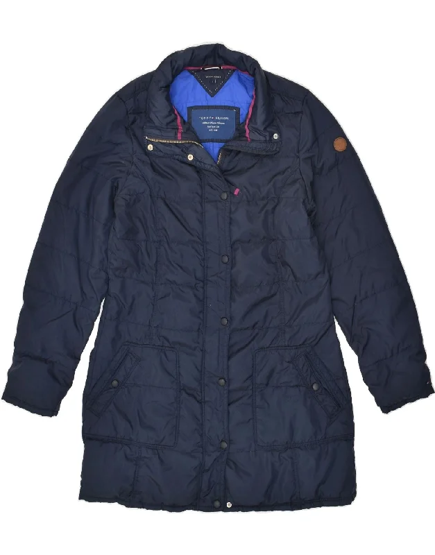 TOMMY HILFIGER Womens Padded Coat UK 14 Large Navy Blue