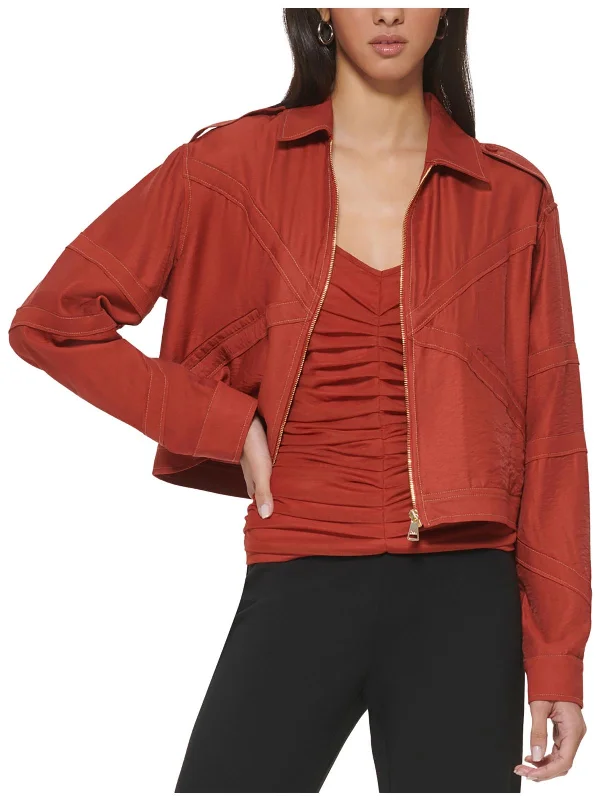 Womens Collar Rayon Shirt Jacket