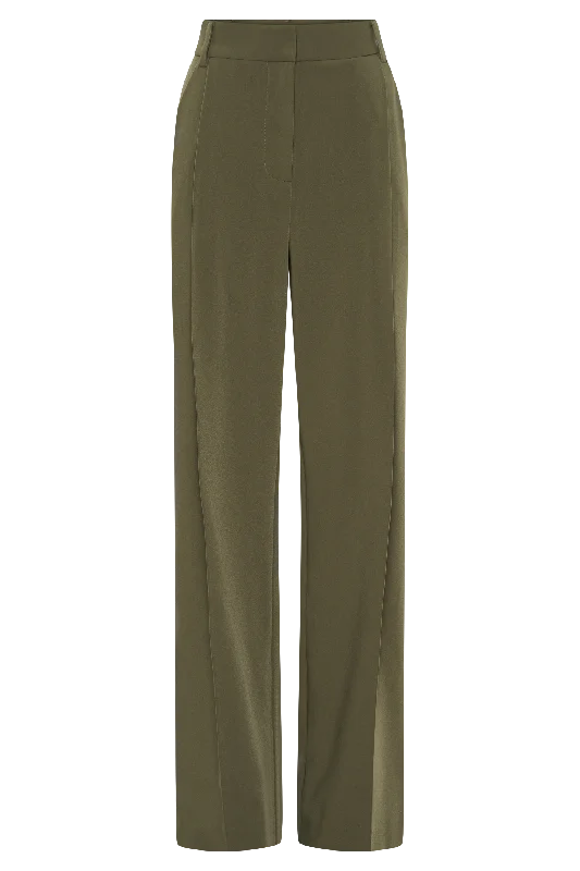 Amelie Suiting Straight Leg Pants - Military Olive