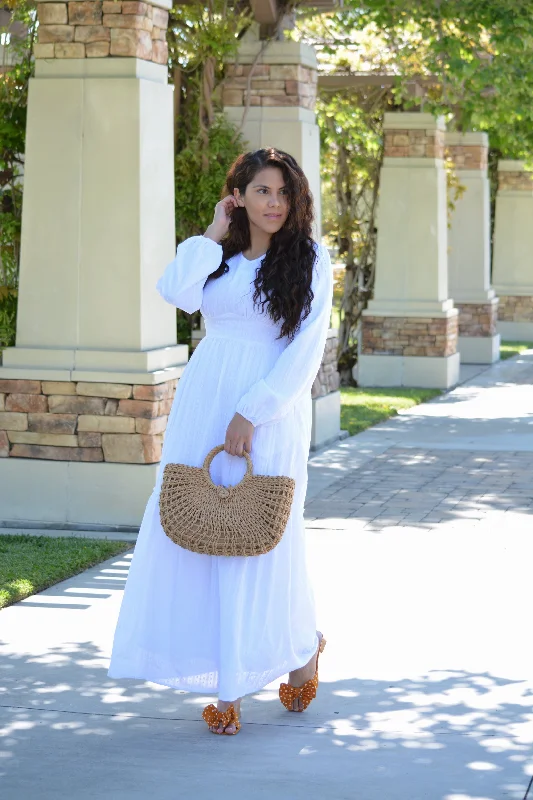 Andrea White Embroidered Maxi Dress