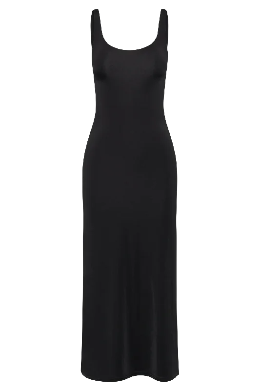 Augustine Slinky Scoop Midi Dress - Black