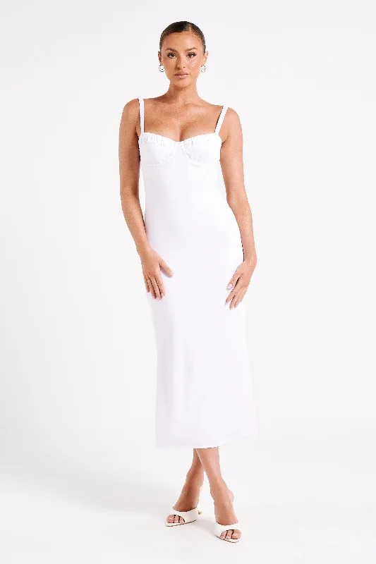 Constance Cupped Midi Dress - White