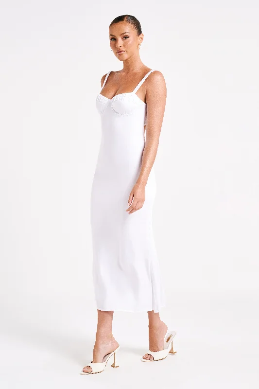 Constance Cupped Midi Dress - White