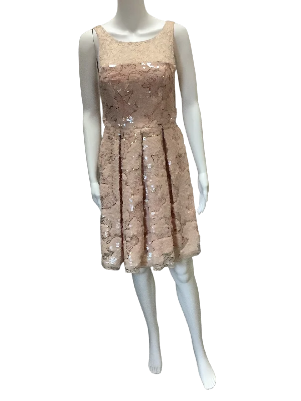 Eva Franco Blush Lace Sequin Dress Size: 0