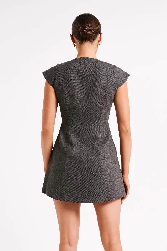 Kiernan Textured Sleeveless Blazer Dress - Charcoal