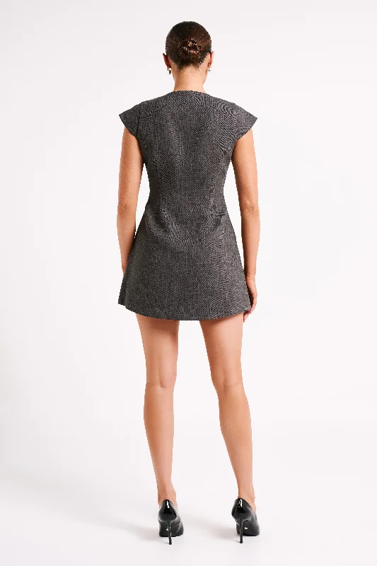 Kiernan Textured Sleeveless Blazer Dress - Charcoal