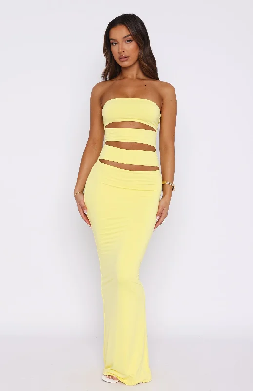 Midnight Rain Maxi Dress Lemon