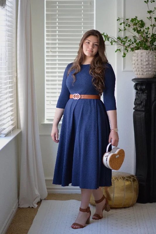 Millie Navy Full Midi Dress