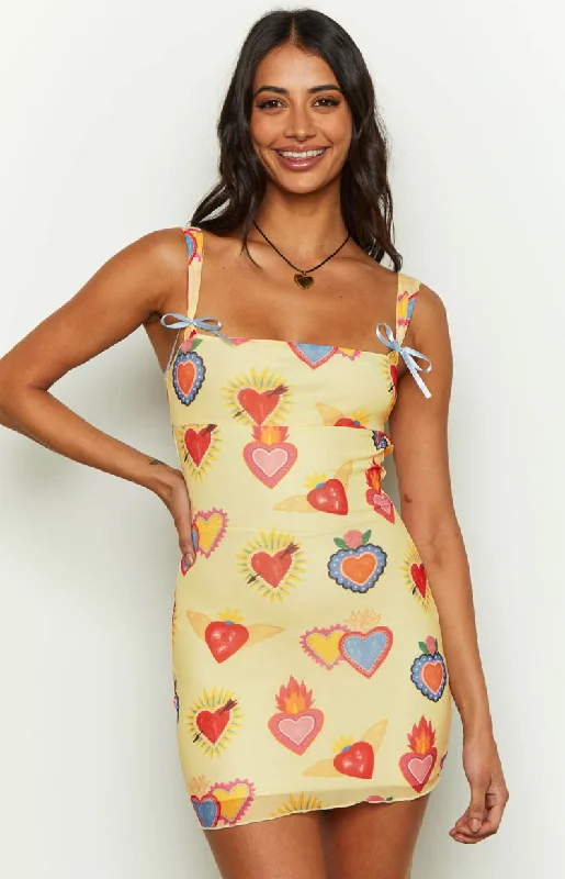 Romeo Yellow Print Mini Dress