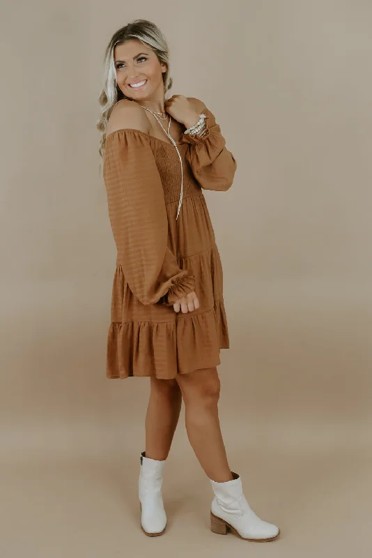 Tiered Mini Dress, Camel