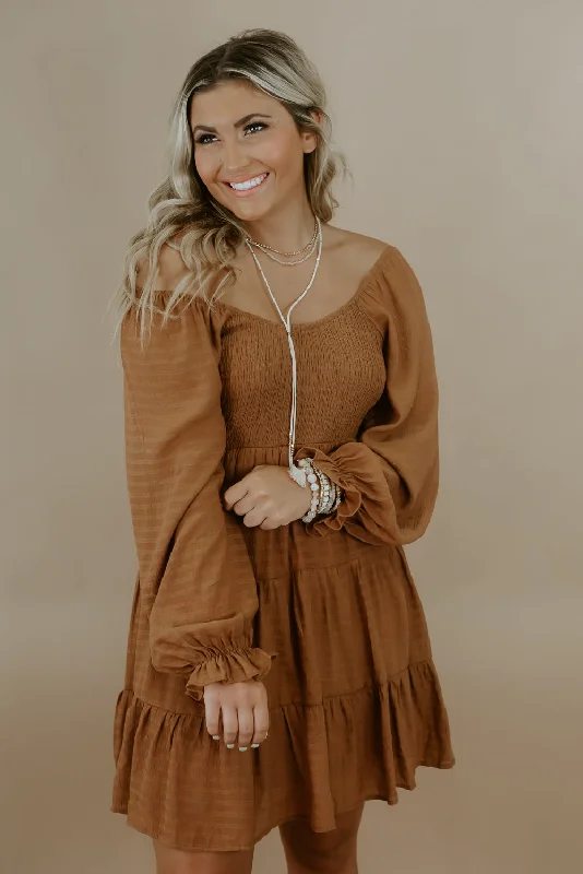 Tiered Mini Dress, Camel