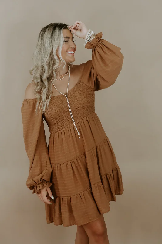 Tiered Mini Dress, Camel